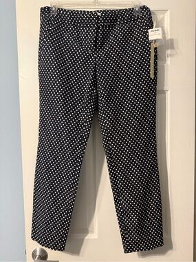Kenar Navy and White Polka Dot Cropped Pants
